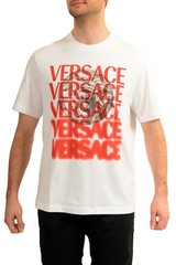 Versace Men’s Logo Print White Crewneck Short Sleeve T-Shirt US 2XL IT 56