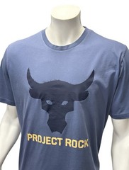 Under Armour Project Rock Blue Black Brahma Bull Logo Graphic T-Shirt Size XL