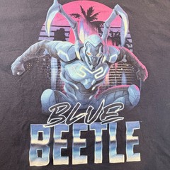 Blue Beetle Vaporwave Graphic T Shirt Mens 2XL Black DC Comics Movie Superhero
