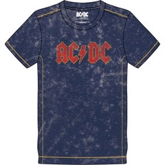 Men’s AC/DC Logo (Snow Wash) Vintage T-shirt Small Navy