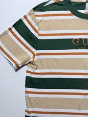 Guess Los Angeles Striped T Shirt Mens Size M Made in India VTG Green Orange Y2K