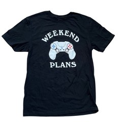 Weekend Plans Video Game Controller Graphic T-Shirt Black Sz M Gamer Lounge Wear