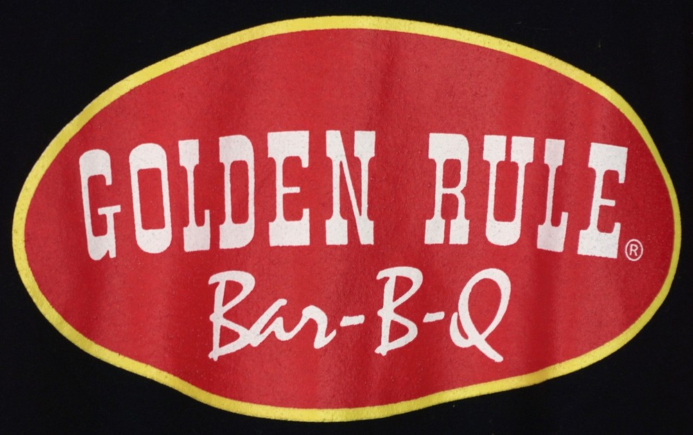 GOLDEN RULE BAR-B-Q BBQ BARBECUE BIRMINGHAM AL T SHIRT TEE BLACK SIZE XL