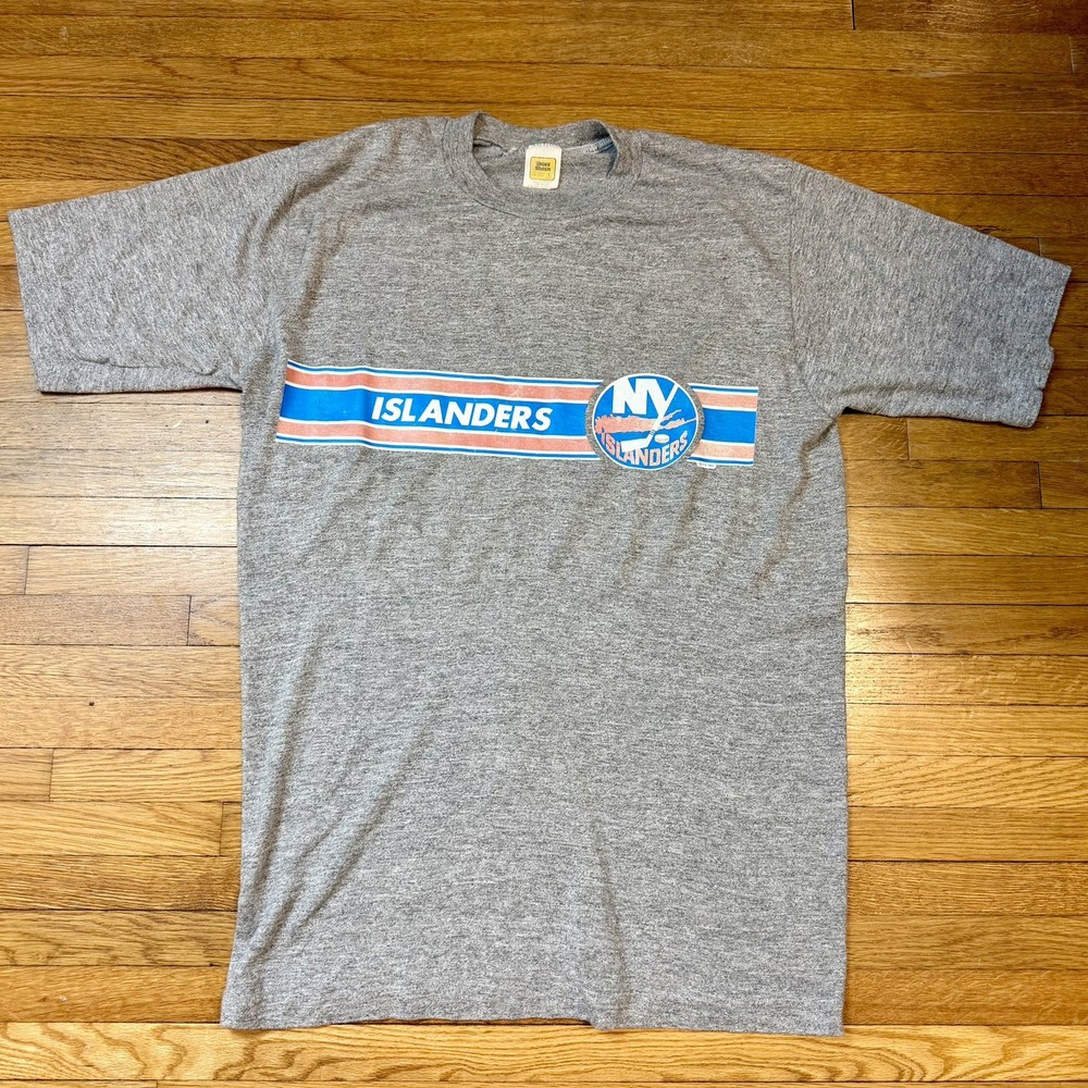 Vintage 1982 Gray New York Islanders NHL Hockey Graphic T-Shirt, Men’s Size L
