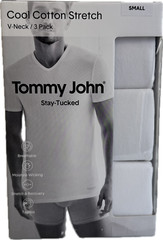 Tommy John 1003995N V-Neck 3 Pk Cool Cotton Stretch White Shirt (New in Box)
