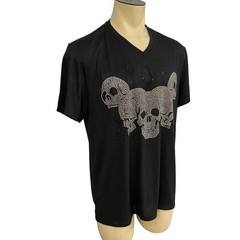 INC Skull T Shirt Mens XL Silver Beaded Skeleton Goth Halloween Horror Party