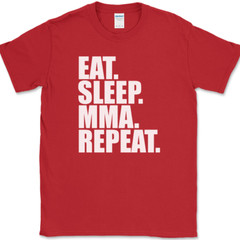 Eat Sleep MMA Repeat T-Shirt Funny Martial Arts Hobby Sports Fitness Tee