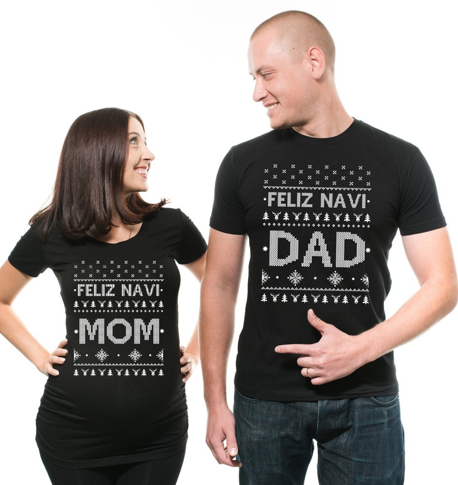 Christmas Couple Matching Maternity Shirts Pregnancy Announcement Idea Shirts