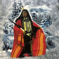 VTG Tennessee River Native American Warrior T Shirt Mens L Single Stitch Tye Dye