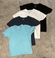 Fresh Clean Tees Black White Navy Light Blue V-Neck Short Sleeve T-Shirt XL
