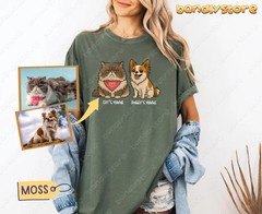 Custom Pet Portrait Comfort Tee Personalized Dog Cat Photo Shirt Gift Idea