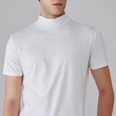 Men’s Slim Fit Half Turtleneck T-Shirt Summer Elastic Short Sleeve Casual Top Te