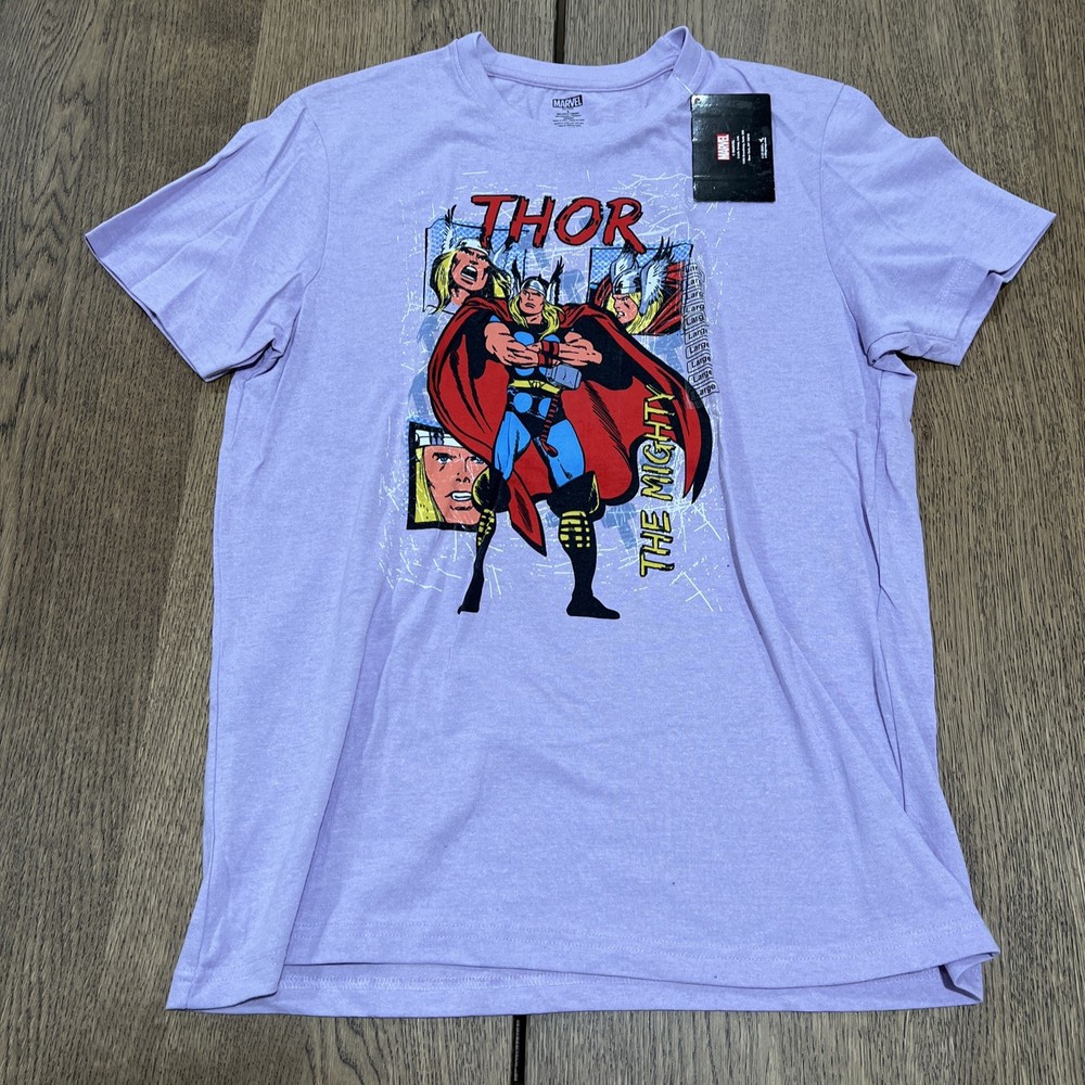 New Marvel Comics The Mighty Thor Graphic T-Shirt Adult Large Light Purple