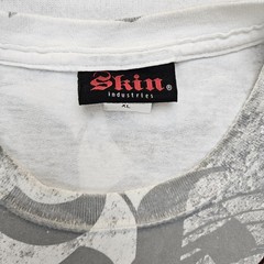 Vintage Skin Industries T-Shirt Mens XL White Red Foil Graphic Double Sided Y2K