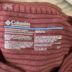 Columbia T-Shirt Mens Medium Stretch Wine Striped Long Sleeve Crew Neck Top