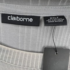 NWT Claiborne Crewneck T-shirt Mens Size 2XLT Lazy Gray Textured Striped Casual