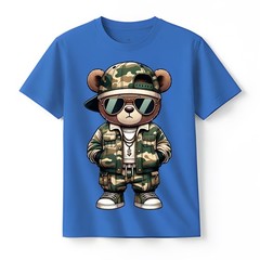Camo Hip Hop Teddy Bear Camouflage Gangsta Streetwear Hustle T-Shirt