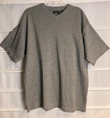 Van Heusen Gray Striped Cotton Rayon Blend V Neck SS Pullover Shirt XXL EC!