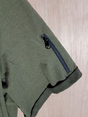 Men’s Hipster Shirt XL Longline V-Neck Short Sleeve Zip Pocket Green