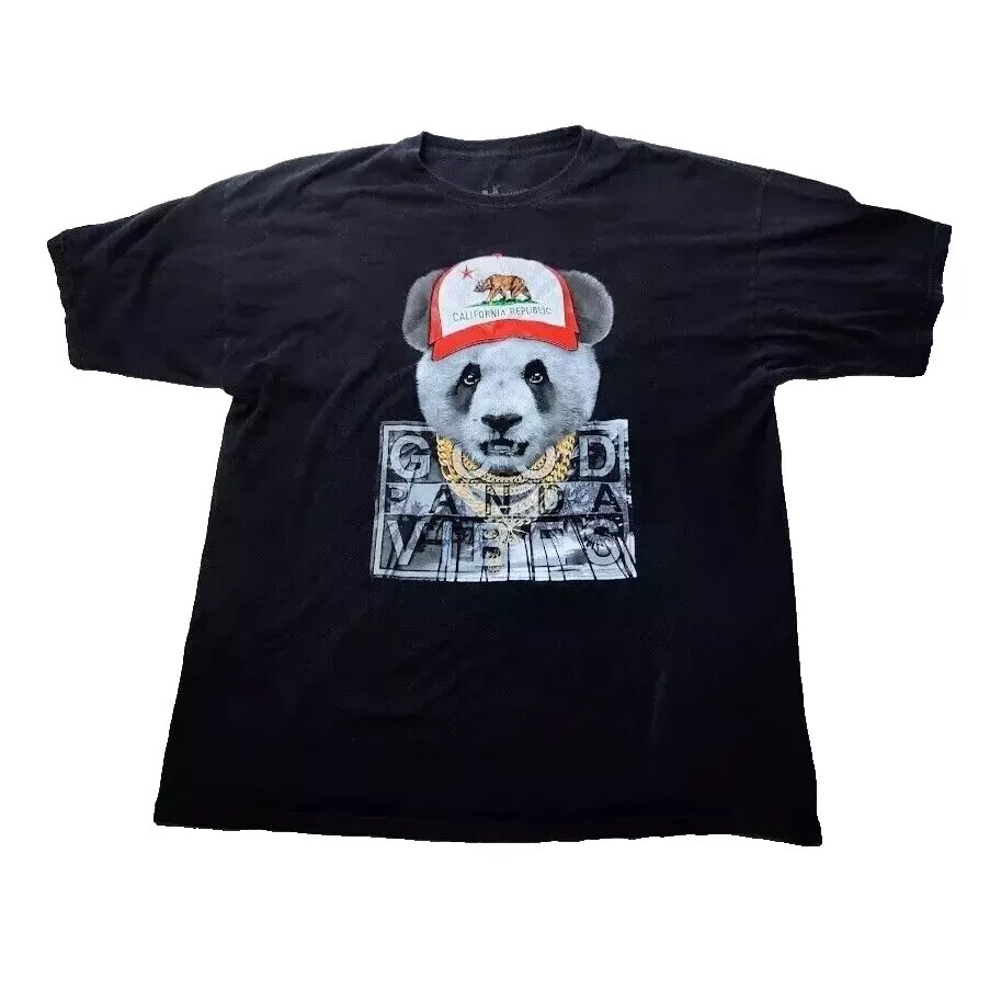 Drill Clothing T Shirt Mens XL Black White Good Panda Vibes Streetwear Rare Used