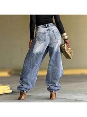 new Ethnic Print Wide Leg Jeans – Asymmetric High Waist Denim