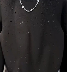 Men Fashion Luxury Trend Star Drills Rhinestone Diamond Black Streetwear T-Shirt
