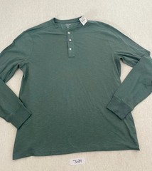 J.Crew Henley T-Shirt Mens XL Green Long Sleeve Button Front Cuff Pullover NWT