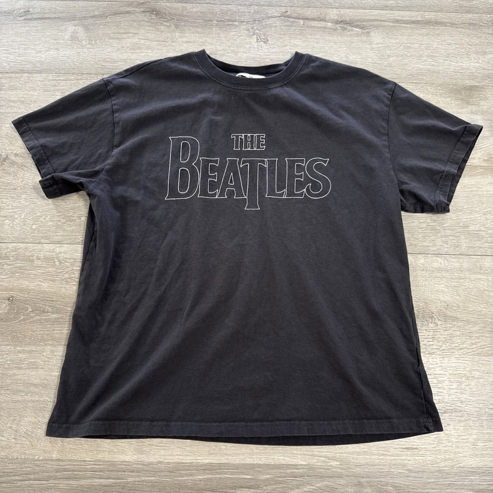 The Beatles Shirt Logo Black H&M Medium John Paul George Ringo