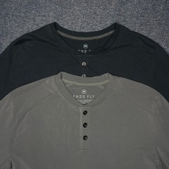 Free Fly Men Bamboo Henley Shirt Bundle Long Sleeve Gray Charcoal Size Medium