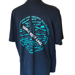 Table Rock Lake Upcycled T-Shirt, Marinas Landmarks Graphics Navy Men’s Large