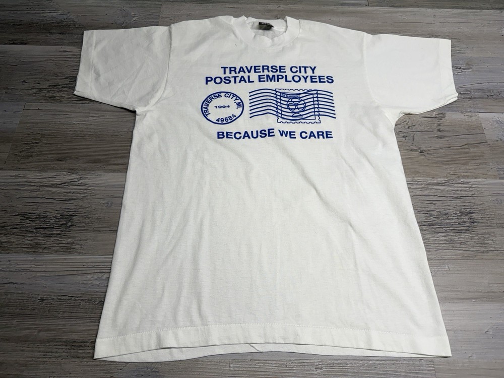 Vintage 90s United States Post Office T-Shirt Traverse City Single Stitch Large