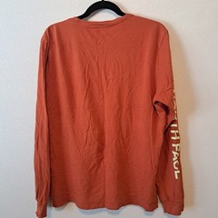 The North Face Mens Long Sleeve Graphic T-Shirt Burnt Orange Logo Size M
