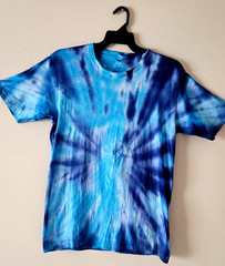 New Spider Tiedye Blue Ash Color Mens T-Shirt Blank Tye Dyed Tee