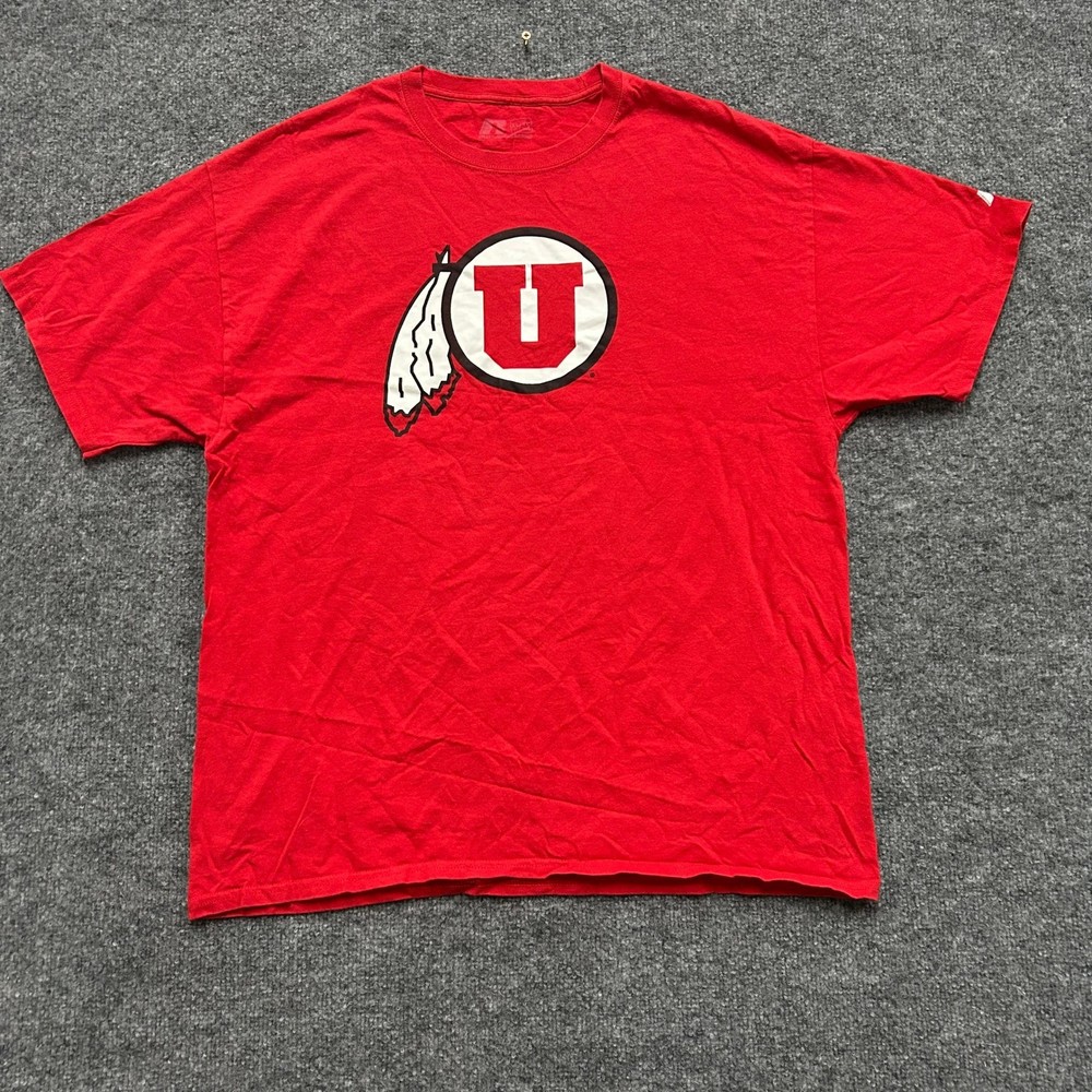 Russell Athletic T-Shirt Mens XL Red Utah Utes NCAA College Gameday Short Sleeve