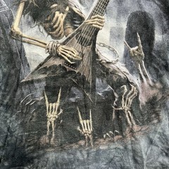 Vintage Skeleton Shirt Mens XL Gray Tie Dye Skull Guitar Player Metal Music Y2K