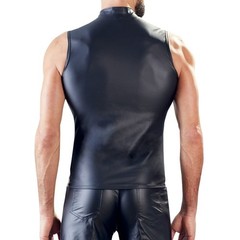 Party Male Tops Sexy Shiny Sleeveless Spandex Tops Vintage Costume Zip