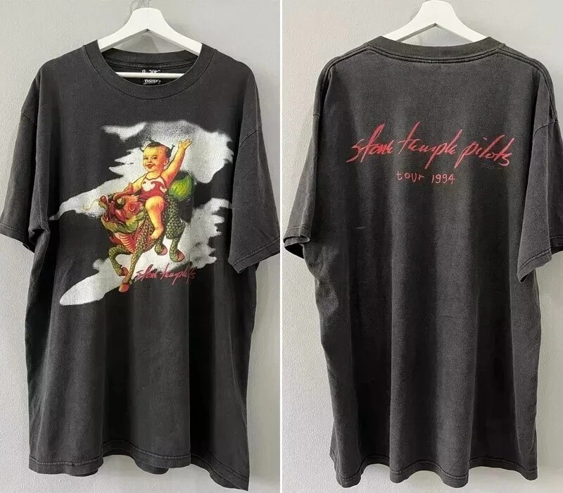 Stone Temple Pilots Tour 1994 2 Side Black Reprint T shirt Classic Style S-5XL