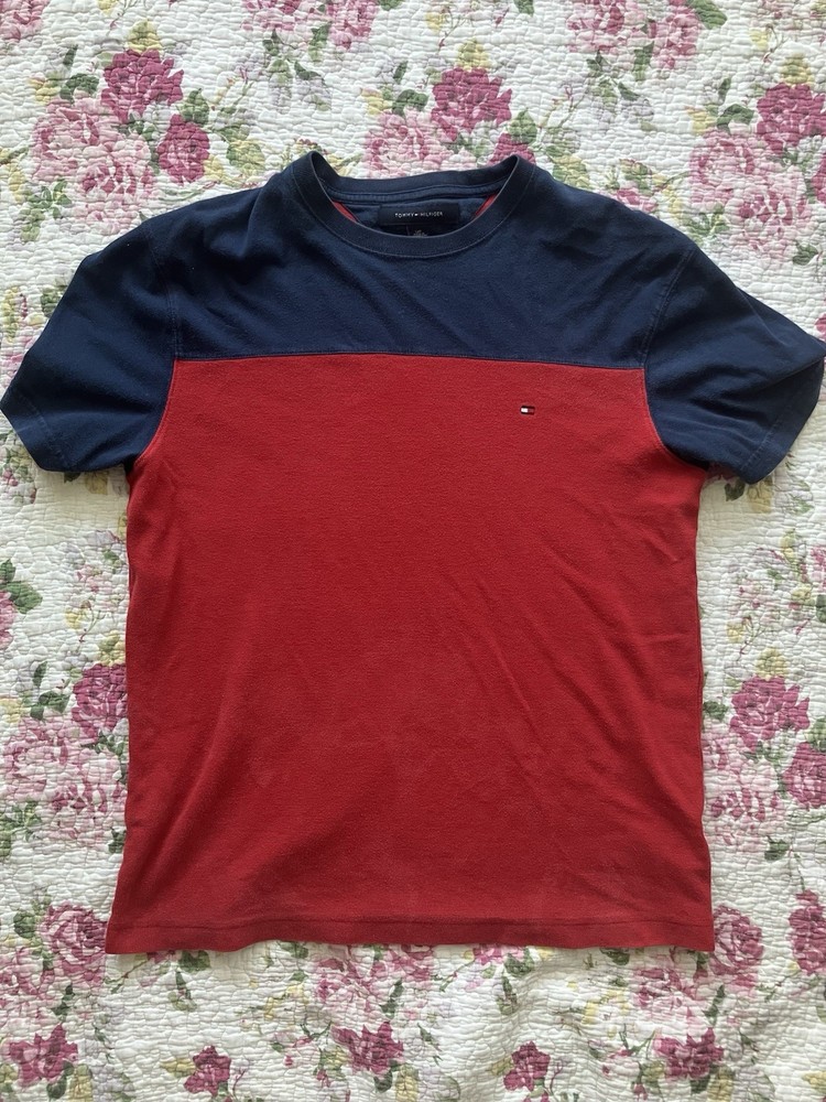 Tommy Hilfiger Logo Colorblock Crew Neck Short Sleeve Knit T-Shirt Men’s S