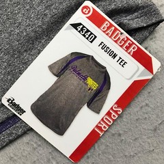 Badger Sport Shirt Mens Large Gray Crew Neck Short Sleeves Fusion Tee NWT