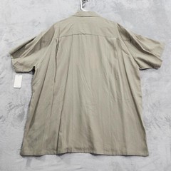 NEW Nautica Shirt Mens 2XL Beige Easy Care Silk Blend Short Sleeve Button Front