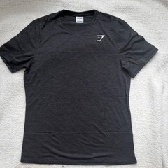 Gymshark Men’s Dark Gray Short Sleeve Logo T-Shirt Size L Crew Neck Knit
