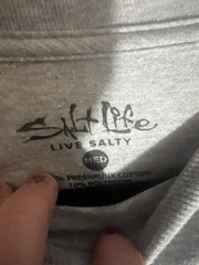 Salt Life Hook Line And Sinker long sleeve Pocket t shirt Medium Gray NWT