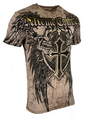 Xtreme Couture By Affliction Men’s T-Shirt INHUMAN SKULLS Biker Sand S-5XL