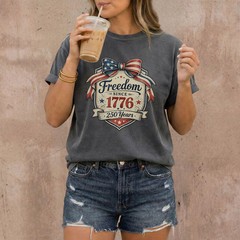 Vintage Freedom Bow Comfort Tee Shirt Women Men Soft