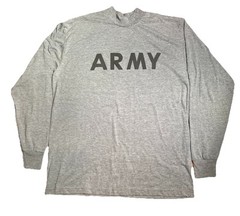 US Army Heather Grey Military Issue Physical Fitness IPFU Long Sleeve Shirt|Sz:L