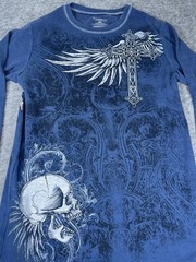 Rare Y2k No Boundaries Longsleeve Skull Cross Wings Thermal S