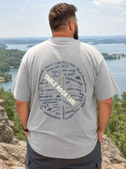 Upcycled Table Rock Lake T-shirt w/ Marinas & Landmarks Light Green Size 2XL
