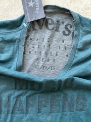 Converse Allstars Men’s Short Sleeve T-Shirt Music Happens Band XL Navy Fade Tee