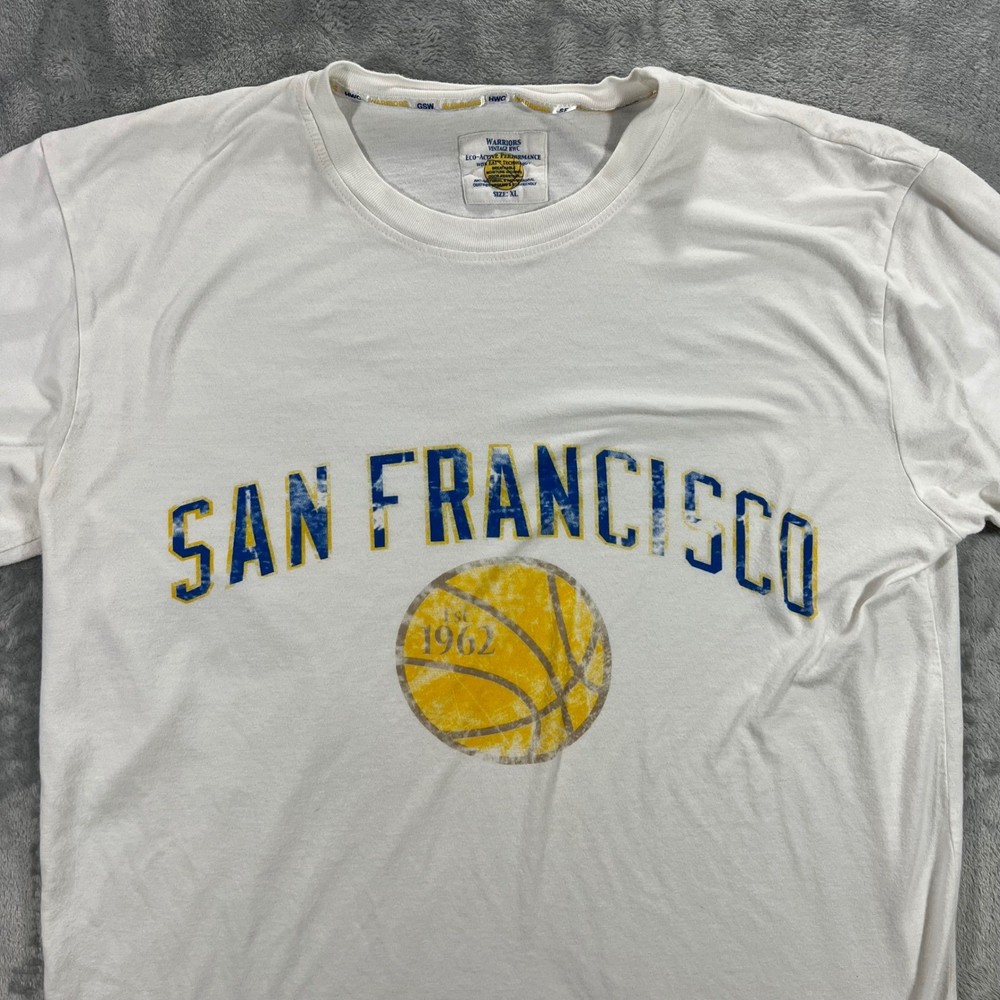 SAN FRANCISCO WARRIORS Vintage HWC T-Shirt Mens XL White 1962 Bamboo