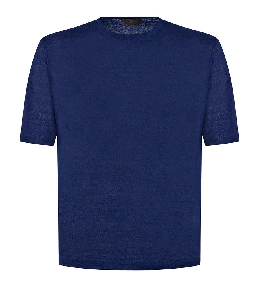 STILE LATINO t-shirt linen cotton EU 50 US 40 dark blue normal fit